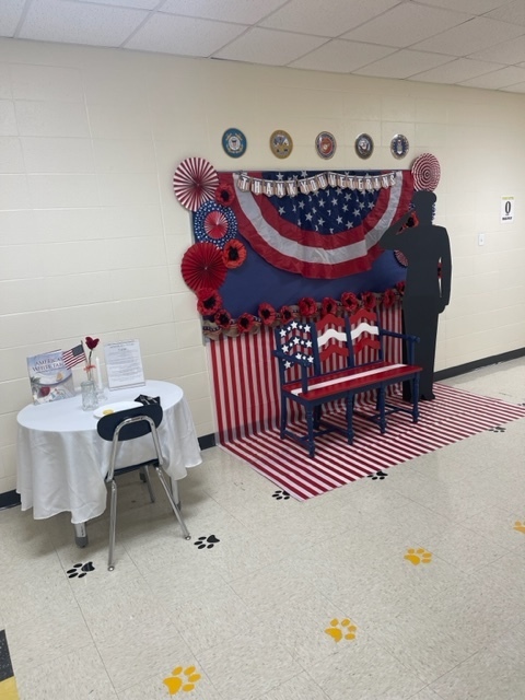 Ms. Albrights Veterans Display for the 4th Grade Concert